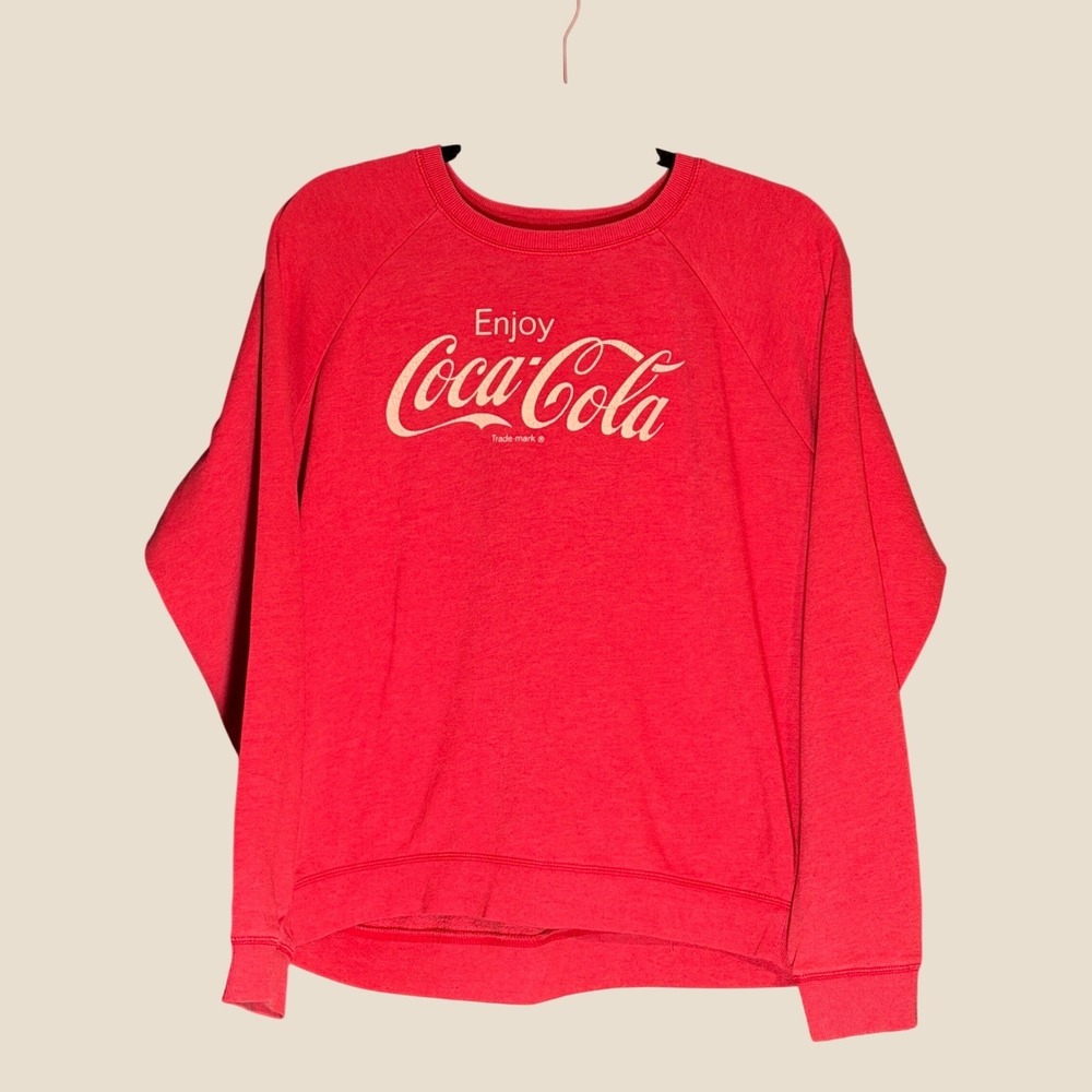 Lucky Brand Large Coca-Cola Sweatshirt Women Red Raglan Graphic Crewneck